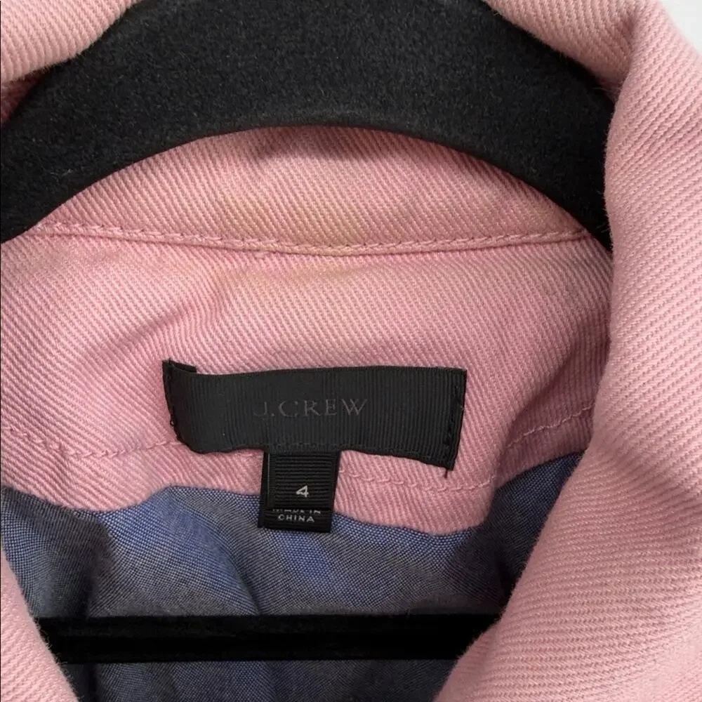 J. Crew cotton twill double breasted partially lined pink pea coat sz 4 - Picture 6 of 7